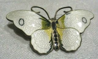 Vtg Hroar Prydz 925s Sterling Silver Large Enamel Butterfly Pin Norway 2.  5 " X1.  5 "