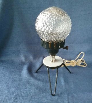 Vtg Mid Century Modern Mcm Atomic Table Lamp Hairpin Legs Glass Shade