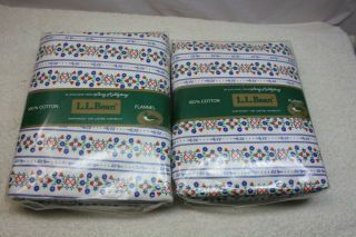 Vtg Lanz Of Salzburg Flannel Bedding Sheet Set Full,  Double Size Ll Bean