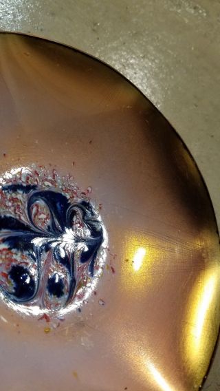 Leon Statham Pink Enamel Copper Bowl Hand Hammered MCM 6 Sided Hexagonal Art 3