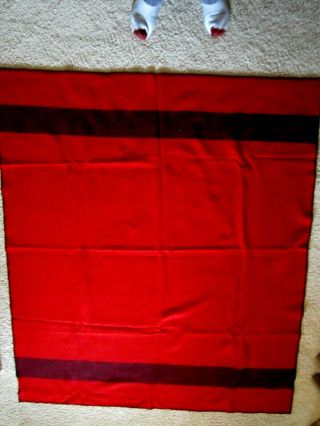 Vintage 100 Wool Camp Blanket Red With Black Stripes 56 X 65 Euc