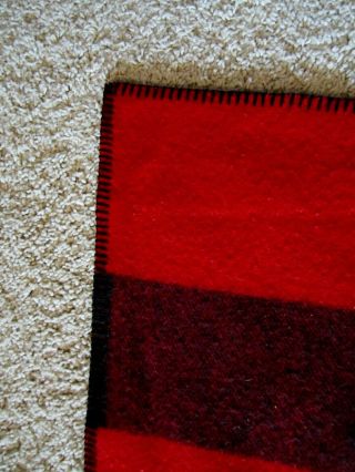 Vintage 100 Wool Camp Blanket Red With Black Stripes 56 X 65 EUC 2