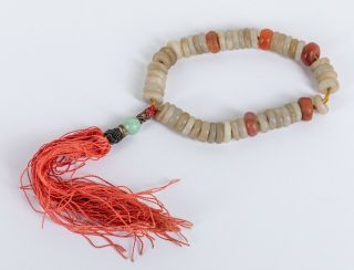 Chinese Antique/vintage Jade Dish Shape Prayer Beads