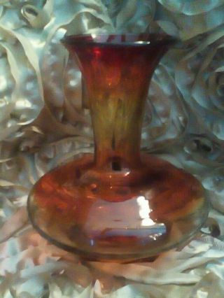 Vintage Mid Century Modern Amberina Glass Vase Blown Art Glass
