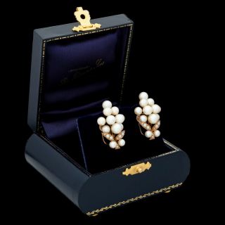 Antique Vintage Art Deco Retro 14k Rose Gold Japanese Akoya Pearl Spray Earrings