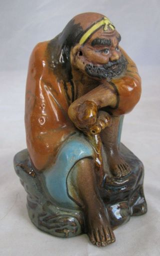 Vintage Chinese Mud Man Mudman Seated Figurine