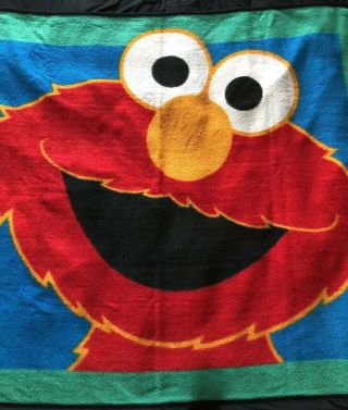 Vintage Owen Elmo Sesame Street Baby Toddler Blanket 59” X 47”