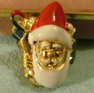 Unusual Cute Elegant Vintage Christmas Santa Claus Sterling 925 Ring Men Women