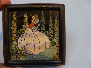 Vintage Art Deco Authentic Butterfly Wing Framed 10x10cm Picture Victorian Lady