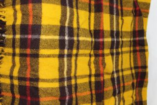 Faribo 100 Wool Fluff - Loomed Faribault Woolen Mill Yellow Plaid Blanket Fringe