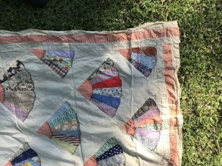 Vintage Handmade Colorful Fabric Cotton Quilt Top 78 X 78
