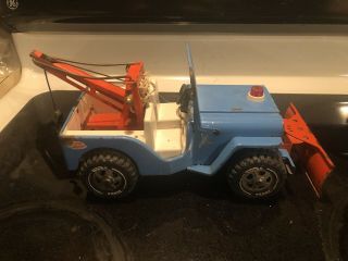 Vintage Tonka Aa Jeep Wrecker & Plow Tow Truck Blue