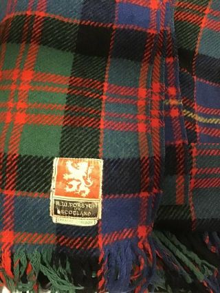 Vintage Erracht Camron R.  W.  Forsyth Scotland 100 Wool Blanket Plaid 61 " X 76”