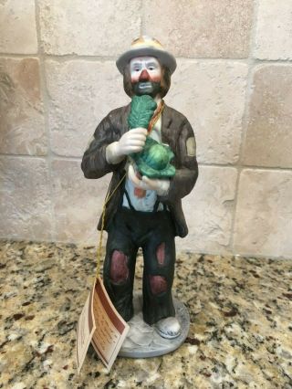 Vintage Emmett Kelly Jr.  Porcelain Clown Eating Cabbage Figurine Collectible