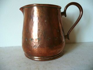 Arts And Crafts Small Heavy Copper Jug.  19 Th C Era,  Marked 