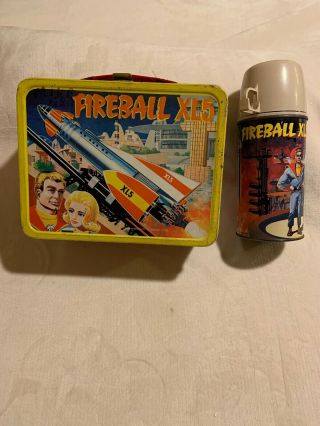 Metal Lunchbox,  1964 " Fireball Xl5 " With Thermos