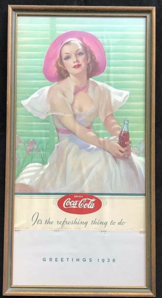 Vintage 1938 Coca Cola Calendar By Forbes Framed Presentation Coke