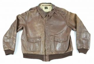 Vintage Ww2 Poughkeepsie Type A - 2 Leather Bomber Flight Jacket Air Force Us Army