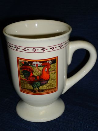 5 " Ceramic Country Rooster Coffee Mug On Pedestal By B.  I.  Inc.