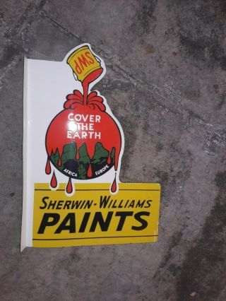 Porcelain Sherwin Williams Paint Flange Enamel Sign Size36 X 24.  5 Inches