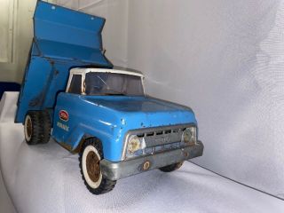 Vintage 1960s Tonka Pressed Steel Hydraulic Dump Truck Blue - 100 Functional 2