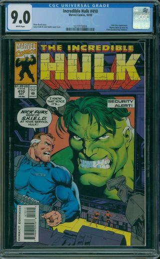 Incredible Hulk 410 Cgc 9.  0 Peter David Gary Frank 1993