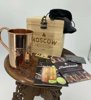 The Moscow Mule Mug 100 Solid Copper In Wooden Box