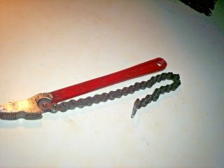 Vintage Ridgid C - 12 Chain Pipe Wrench Usa 12 " Handle With 16 " Chain - Good