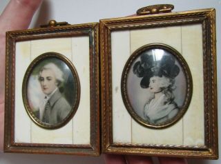 Antique Georgian Miniature Portrait Paintings In Frames