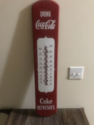 Coca - Cola Porcelain Thermometer Sign