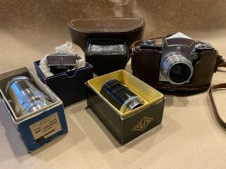 Vintage Exakta Vx Iia,  Carl Zeiss Jena Tessar 2.  8/50 Lens,  Case & Accessories