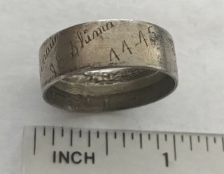 Vintage Wwii Coin Silver Us Military Tour Duty Ring 1944 - 45