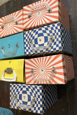 6 Vtg 740 Amberg Platter Pak 45rpm Record Carrying Cases Psychedelic Cube 3