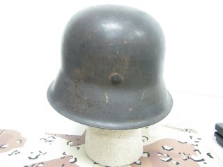 WWII German M - 1942 helmet shell with paint and liner band 3