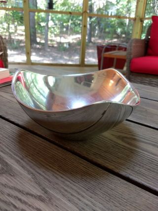 Nambe 1987 Polished Metal Tri Corner Decorative Serving Bowl