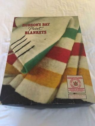 Vintage Hudson Bay Multi Colored Striped Wool Blanket
