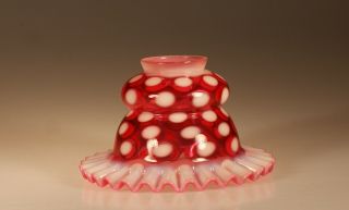 Vintage Fenton Glass Cranberry Coin Dot Opalescent Lamp Shade C.  1980