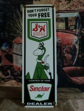 Old Sinclair Dino Gasoline Porcelain Gas Pump Sign Dealer Advertising Pump Plate