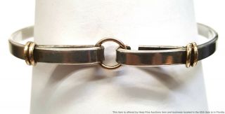 Vintage 1960s Tiffany Co 14k Gold Trim Sterling Silver Designer Bangle Bracelet