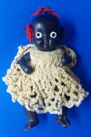 Vintage Black Americana Bisque Doll Jointed Japan 4 "