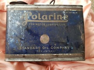 Antique Polarine 1/2,  Gallon Motor Oil Can Standard Oil Company Jersey