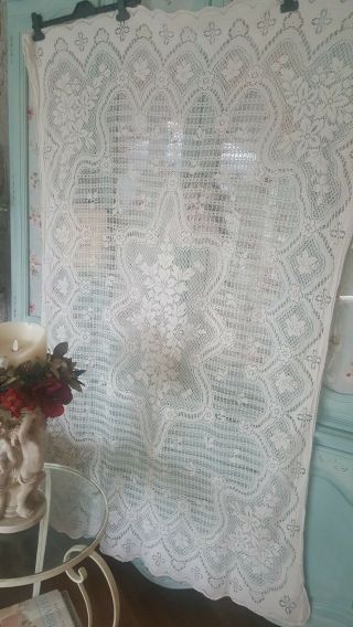Vintage Cotton Lace Country Cottage Curtain Panel/tablecloth