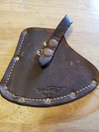 (2c4) Vintage Leather Estwing Axe Hatched Leather Sheath Cover No.  5