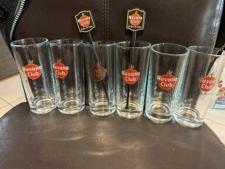 Havana Club Rum Tall Glass 8 Oz/ Set Of (6), .  3 Beer Glasses