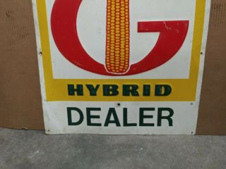 1970s Vintage Funks G Hybrid Corn Dealer Embossed Sign Farm Old Seed Feed Barn 3