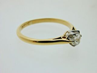 Vintage Art Deco Diamond 0.  21cts Solitaire 18 Ct Gold & Platinum Ring Size K 1/2 2