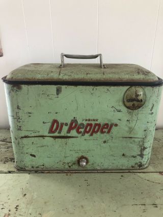 Vintage Green Dr.  Pepper Picnic Cooler,  Ice Box,  Coke,  Antique Ice Chest,  Soda
