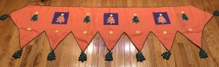 Horchow 1996 Vintage Cotton Christmas Mantle Fireplace Decorative Scarf Runner