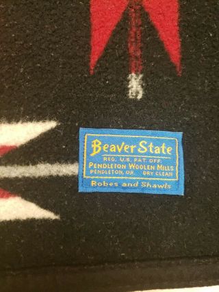 Pendleton Beaver State Wool Blanket 64”x 78” Reversible Black Gray Red Flawed 2