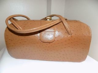 Art Deco Type Stunning Ostrich Leather Clutch Bag By Designer Leslie Of London